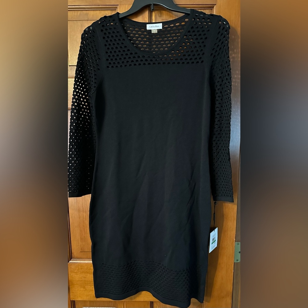 Calvin Klein Fishnet Sweater Dress Size Large